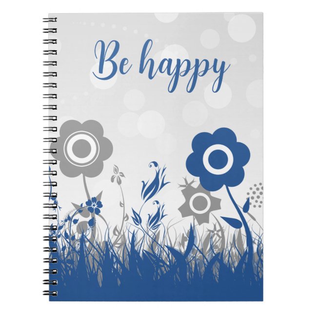 blaue und graue Blume Notizblock (Vorderseite)