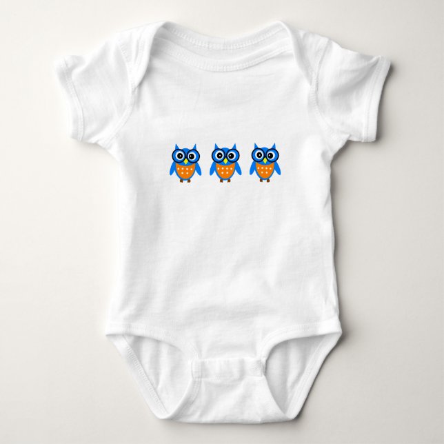 Blaue und graue Eulen-Baby-Abnutzung Baby Strampler (Vorderseite)