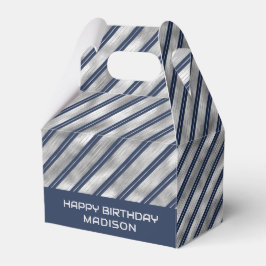 Blaue und graue glänzende Streifen Geschenkschachtel