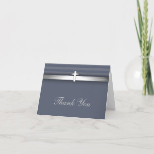 Blaue und Graue Kreuz Dankeskarten Dankeskarte
