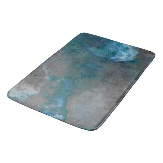 Blaue und graue Marmortextur Badematte (Schrägansicht)
