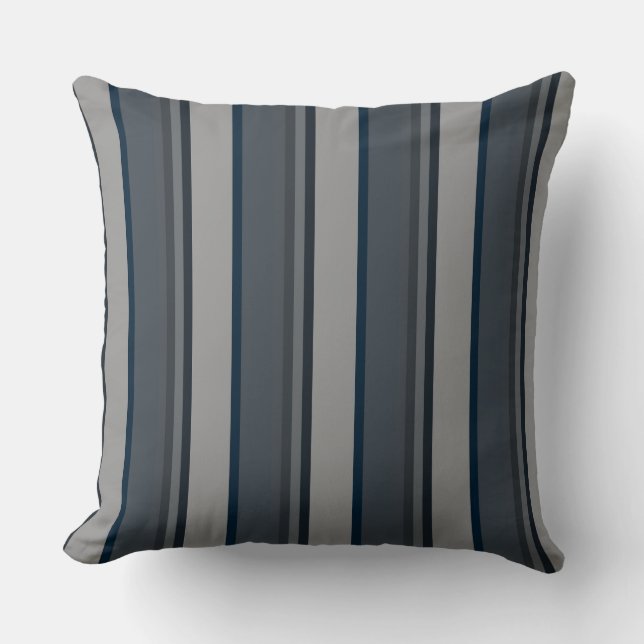 Blaue und graue Streifen Kissen (Vorderseite)