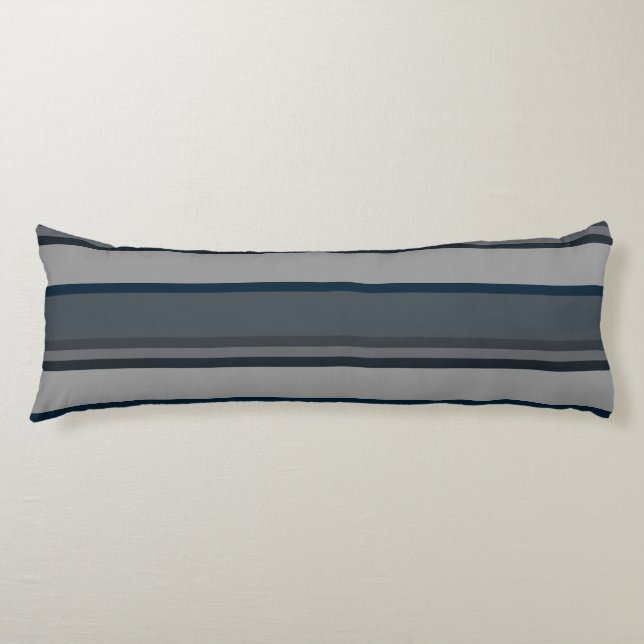 Blaue und graue Streifen Seitenschläferkissen (Vorderseite)