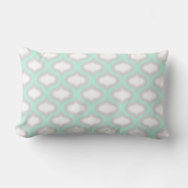 Blaue und graue Tile Waves Lumbar Kissen (Vorderseite)
