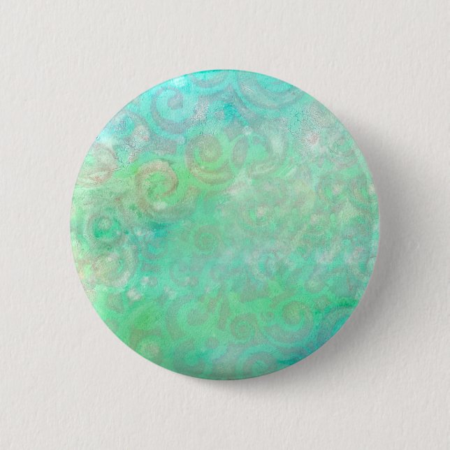 Blaue und grüne Abstrakte Kunst Button (Vorderseite)