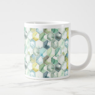 Blaue und grüne Aquarelle Honycomb-Muster Jumbo-Tasse