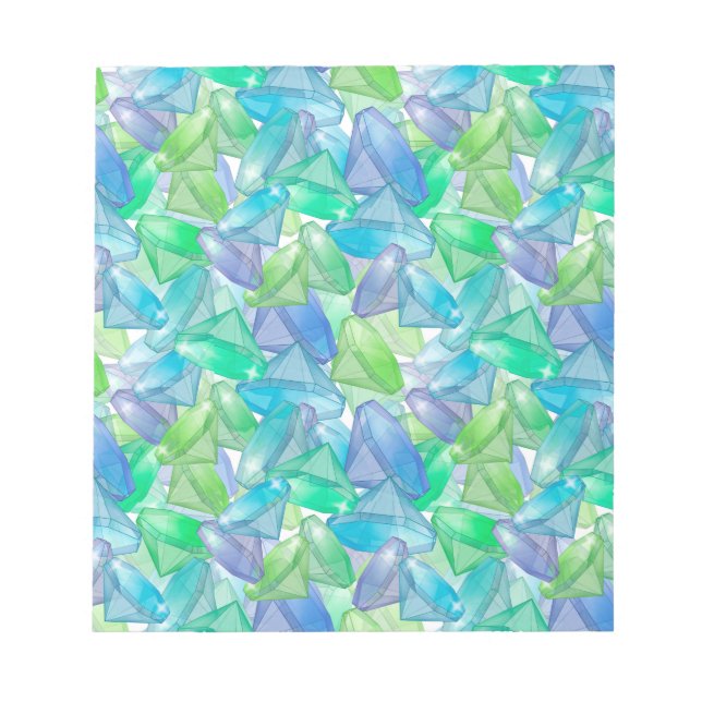 Blaue und grüne Diamanten Notizblock (Vorderseite)