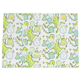 Blaue und grüne Dinosaurier zum Geburtstag Große Geschenktüte