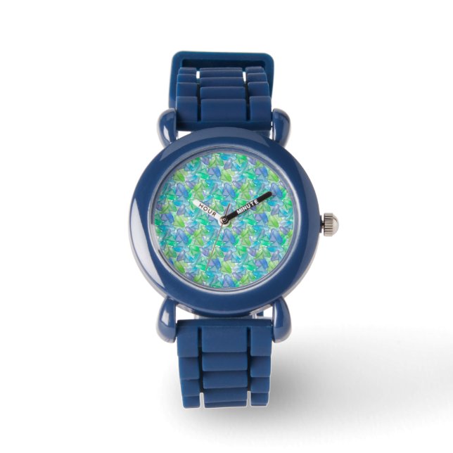Blaue und grüne Edelsteine. Armbanduhr (Vorderseite)