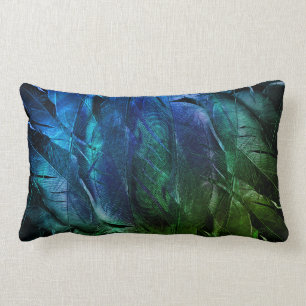 Blaue und grüne Federn Lendenkissen