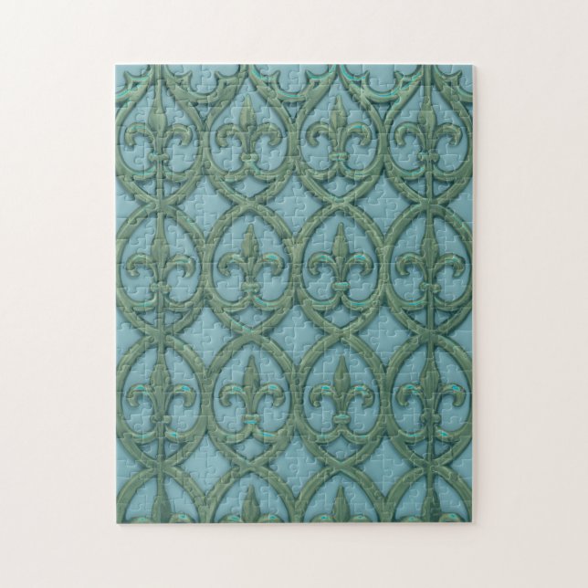 Blaue und grüne Fleur-de-lis (Vertikal)