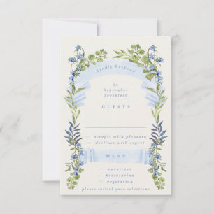 blaue und grüne Frühlings-hochzeit elegant RSVP Karte