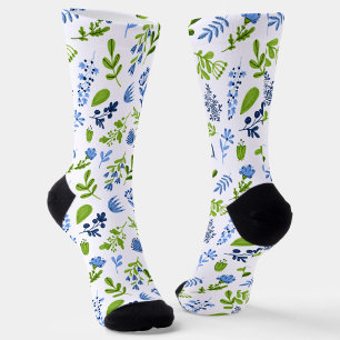 Blaue und grüne Frühlingsblumen  Socken