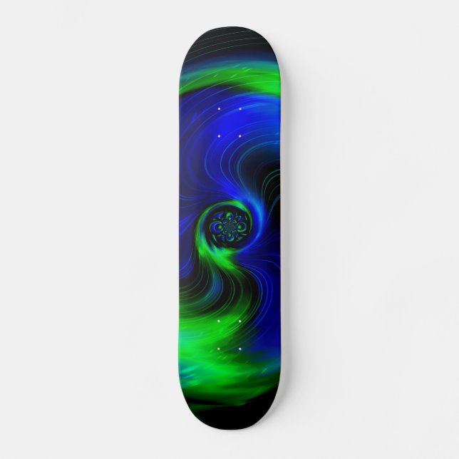 Blaue und grüne Galaxie Skateboard (Vorderseite)