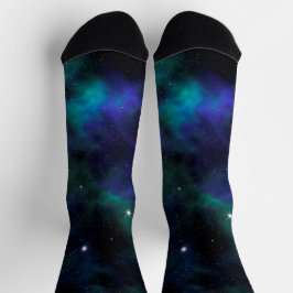 Blaue und grüne Galaxie Socken