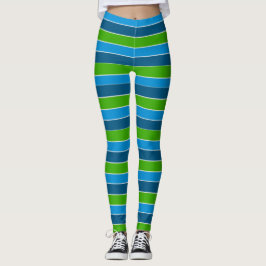 Blaue und grüne gestreifte Leggings