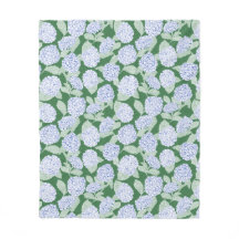 Blaue und grüne Hortensien-Blumen-Wurfdecke
