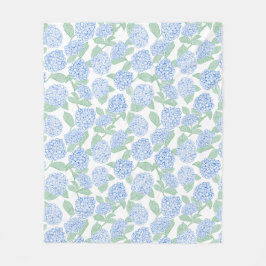 Blaue und grüne Hortensien-Blumen-Wurfdecke Fleecedecke