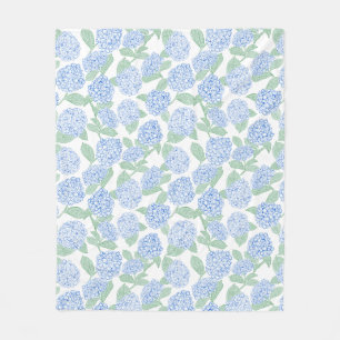 Blaue und grüne Hortensien-Blumen-Wurfdecke Fleecedecke