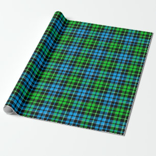 Blaue und grüne Karo-Tartan-Schwarz  Geschenkpapier