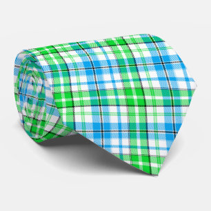 Blaue und grüne Karo-Tartan-Weiß Krawatte