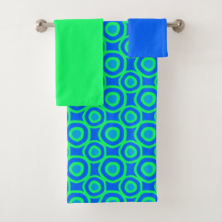 Blaue und grüne Kreise Badhandtuch Set