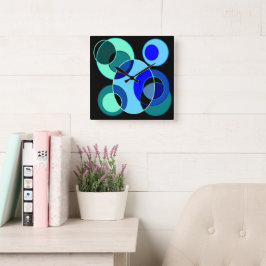 Blaue und grüne Kreise Quadratische Wanduhr