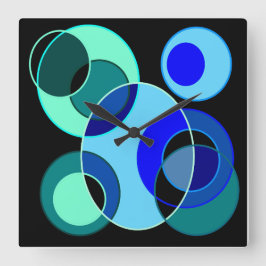 Blaue und grüne Kreise Quadratische Wanduhr