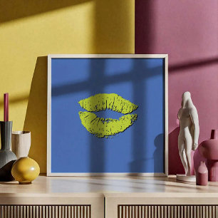 Blaue und grüne küssende Lippen Poster