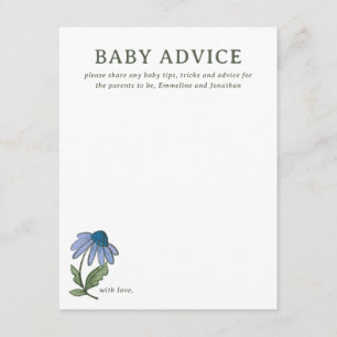 Blaue und grüne ländliche Floral-Baby-Party-Ratsch RSVP Karte