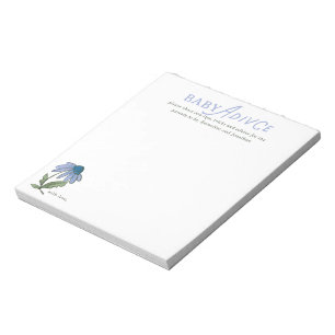 Blaue und grüne ländliche Floral-Baby-Party-Tipps Notizblock
