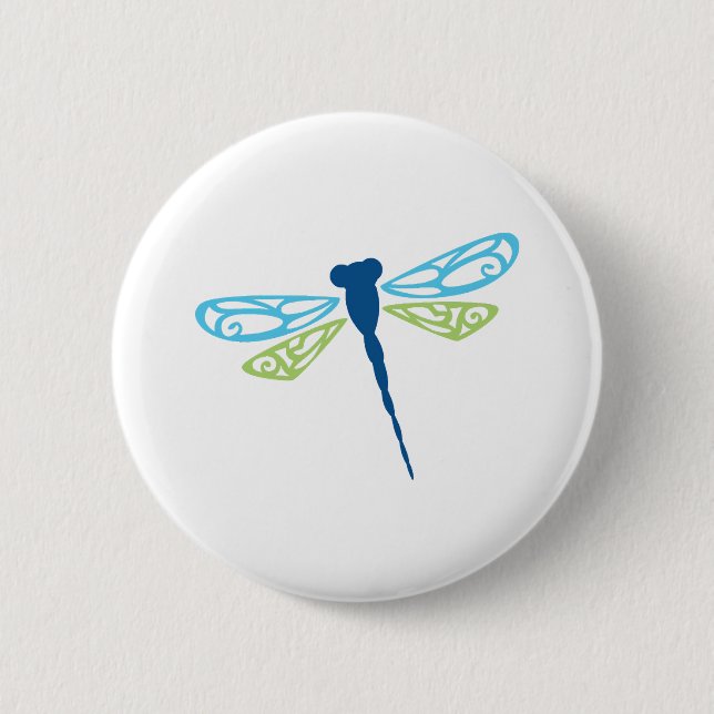 Blaue und grüne Libelle Button (Vorderseite)