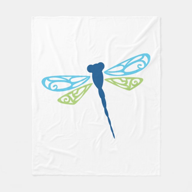 Blaue und grüne Libelle Fleecedecke (Vorderseite)