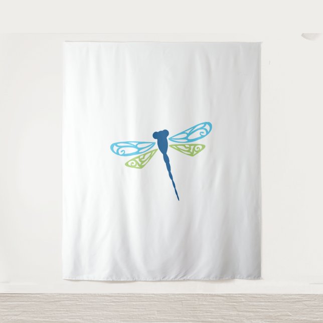 Blaue und grüne Libelle Wandteppich (Vorderseite)