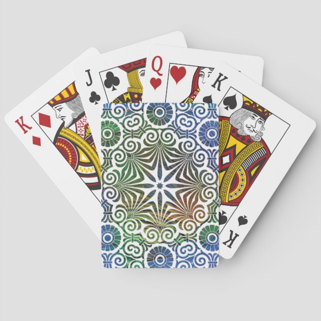 Blaue und grüne Mandala Klassische Spielkarten (Rückseite)