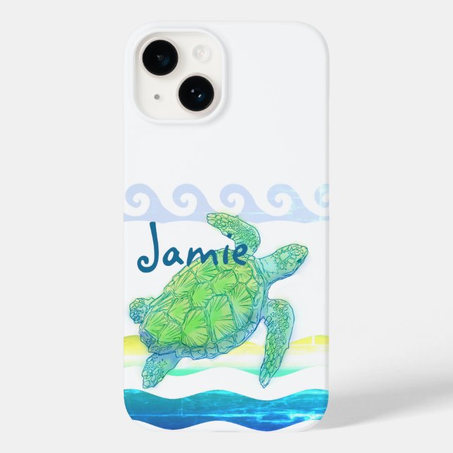 Blaue und grüne Meeresschildkröte Case-Mate iPhone 14 Hülle (Rückseite)