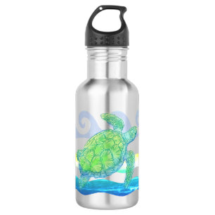 Blaue und grüne Meeresschildkröte Edelstahlflasche