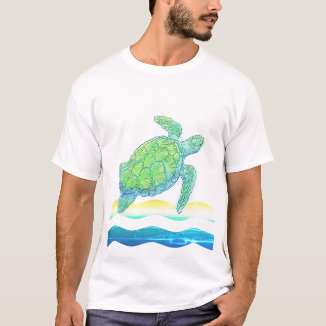 Blaue und grüne Meeresschildkröte T-Shirt (Vorderseite)