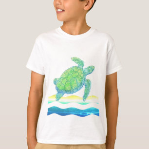 Blaue und grüne Meeresschildkröte T-Shirt