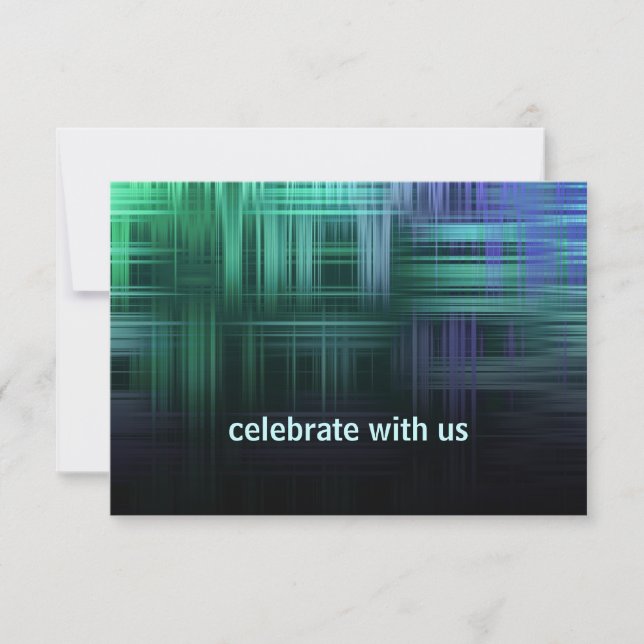 Blaue und grüne moderne Karierte Antwortkarte RSVP Karte (Vorderseite)