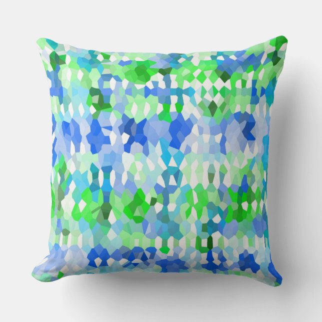 Blaue und grüne Mosaike Kissen (Vorderseite)