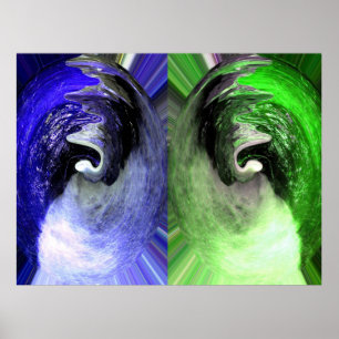 Blaue und grüne Planeten Poster