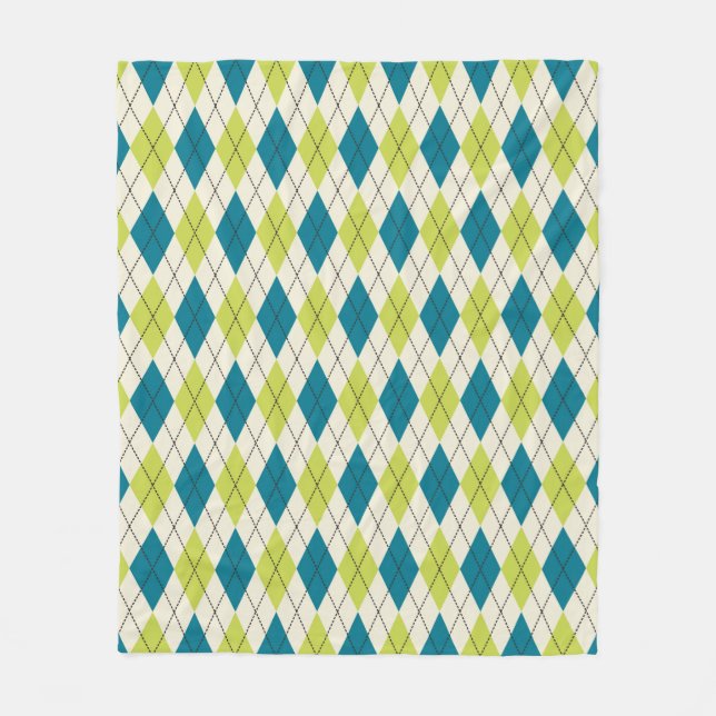 Blaue und grüne Raute Fleecedecke (Vorderseite)
