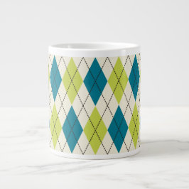 Blaue und grüne Raute Jumbo-Tasse