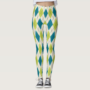 Blaue und grüne Raute Leggings
