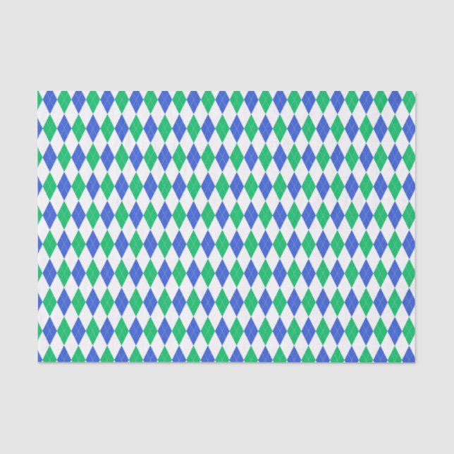 Blaue und grüne Raute Seidenpapier (Vorderseite)