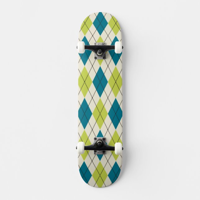 Blaue und grüne Raute Skateboard (Vorderseite)