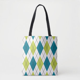 Blaue und grüne Raute Tasche