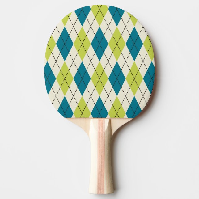 Blaue und grüne Raute Tischtennis Schläger (Vorderseite)