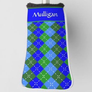 Blaue und grüne Raute Weißklemme Personalisiert Golf Headcover